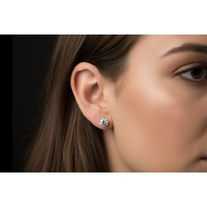 Express Cubic Zirconia Stud Earrings Silver Tone Sparkle Women